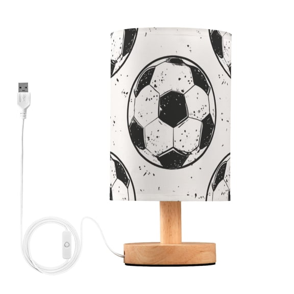 Doodle Football Patterns Table Lamp with USB Port LED Warm Light Lamp Night Light Home Decor