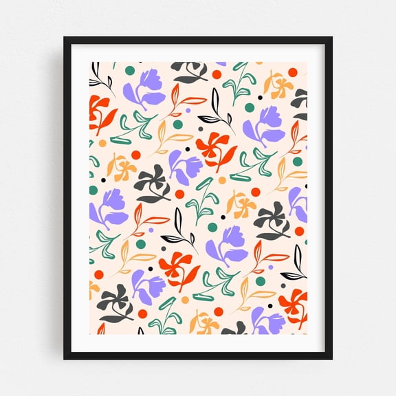 Doodle Garden - India Digital Art Floral Pattern Modern Art Botanical Abstract Black Framed Wall Art Print 6 x 8 inches