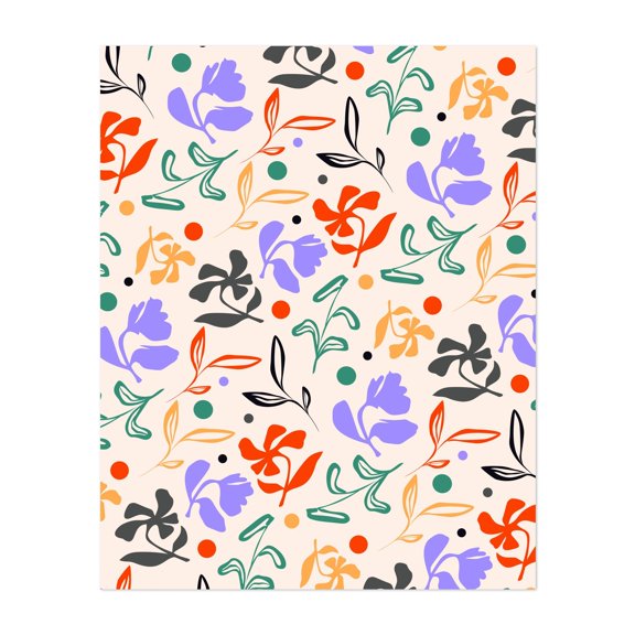 Doodle Garden - India Digital Art Floral Pattern Modern Art Botanical Abstract Unframed Wall Art Print 8 x 10 inches