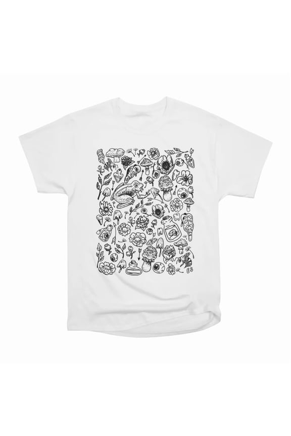 Doodle Garden Outline T-Shirt Tee Gift For Him Merch For Her Apparel For Friend