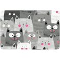 Doodle Happy Cats Gray Bath Rugs Absorbent Non Slip Door Mats Soft