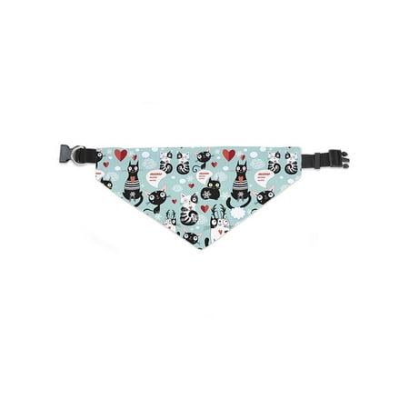 Doodle Kitten Love Pattern Bandana -Image by Shutterstock, Small