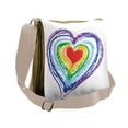thumbnail image 1 of Doodle Messenger Bag, Nested Rainbow Heart, Unisex Cross-body, by Ambesonne, 1 of 2