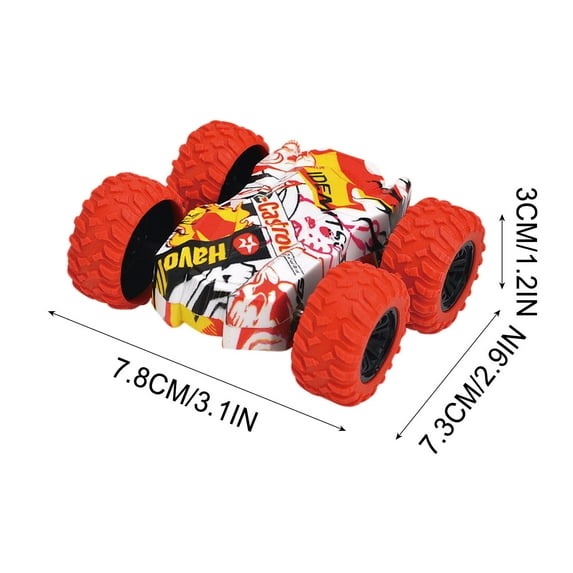 Doodle Monster Toys Truck Double-Sided Friction Powered Vehicles Flips Shockproof Inertia Cars Push and Go Vehicles for Toddlers Kids Birthday Christmas Party Supplies Gift