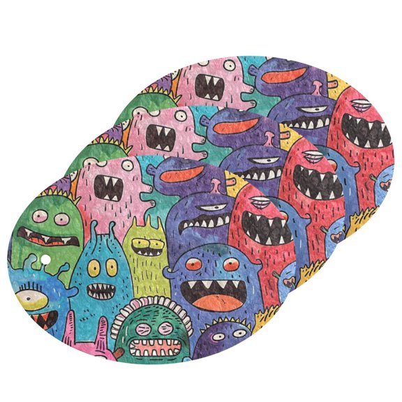 Doodle Monsters 3 Pack Dish Sponges Bulk Natural Sponges Compressed Sponges Non-Scratch for Kitchen Cleaning Dishes