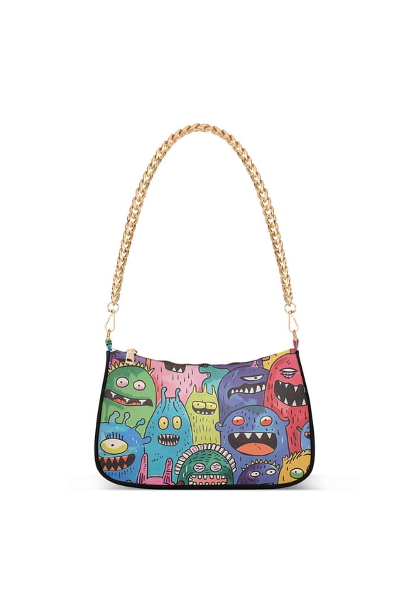 Doodle MonstersWomen Small Shoulder Bag Crossbody Tote Hobo Bags Purse Clutch Handbags with Chain Strap for Women