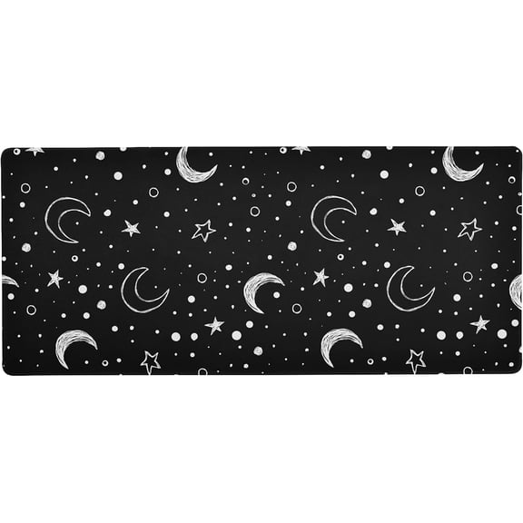 Doodle Night Sky Moon Star Large Gaming Mouse Pad Big Mousepad Mice Keyboard Mat with Non-Slip Rubber Base for Computer Laptop Home & Office, 31.5 X 11.8 inch