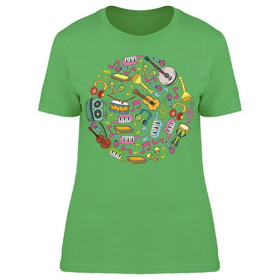 Doodle Of Musical Instruments T-Shirt Women -Image by Shutterstock, Female Small