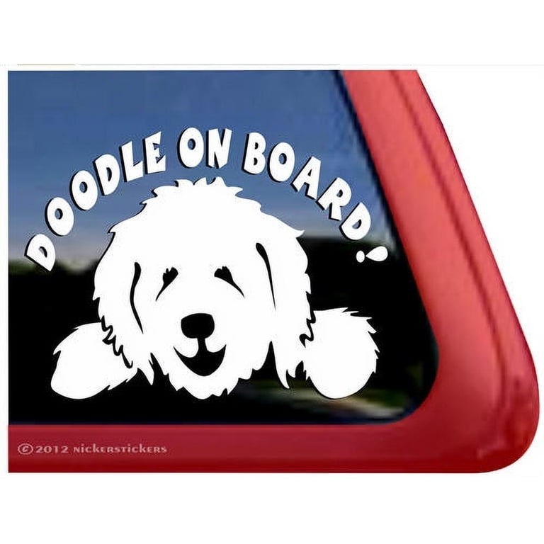 "I Love My Doodle" Vinyl Decal Sticker - White Letters With Red Heart For Car & Laptop