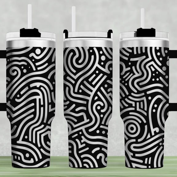 Doodle Pattern Tumbler : Engraved , 40oz Tumbler