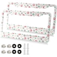 thumbnail image 1 of Doodle Paw Prints License Plate Frame - 2 Pack Universal Stainless Steel License Plate Holder with Screws & Chrome Caps, 2 Holes Car License Plate Cover for US Vehicles Decorative, 1 of 7