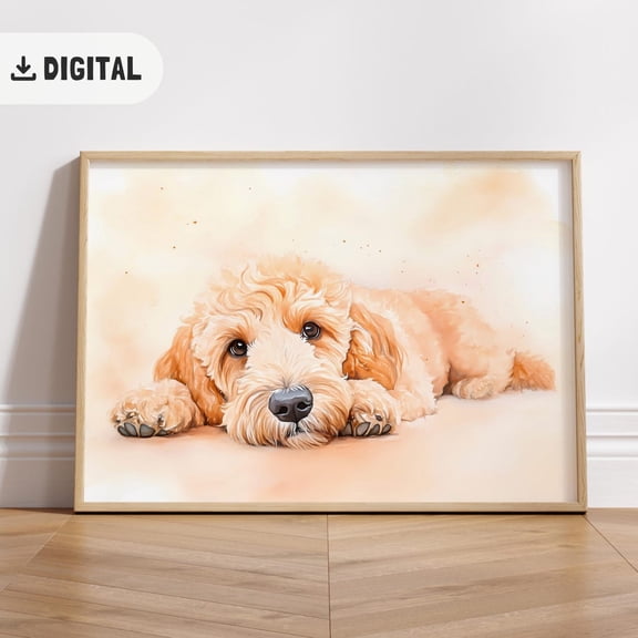 Doodle Poster, Poster Goldendoodle, Labradoodle Dog Wall Art, Cozy Home Decor, Unframed Poster Size 8x12