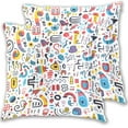 thumbnail image 1 of Doodle Punctuations Abstract Throw Pillow Covers Pillowcases 16 x 16 Inch Home Decor 2 Packs for Bedroom Sofa, 1 of 6