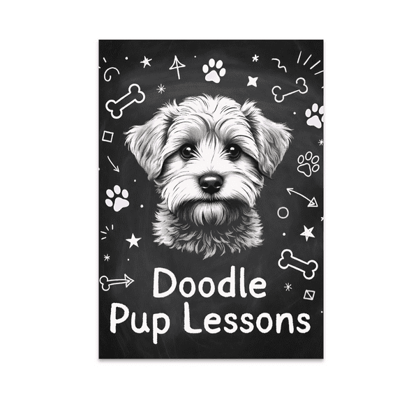 Doodle Pup Lessons Chalkboard Art - Dog Lovers - 13x19 Poster Print
