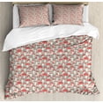thumbnail image 1 of Doodle Queen Size Duvet Cover Set, Poisonous Amanita Mushroom Pattern with Foliage and Berry Silhouettes, Decorative 3 Piece Bedding Set with 2 Pillow Shams, Pale Sage Green Red White, by Ambesonne, 1 of 3