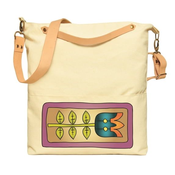Doodle Rectangles -13 Printed Canvas Leather Strap Crossbody Messenger WAS_35