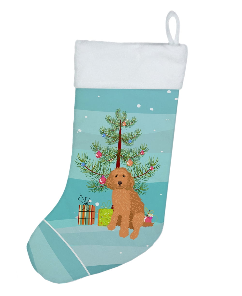 Doodle Red Christmas Stocking with Suede Feel