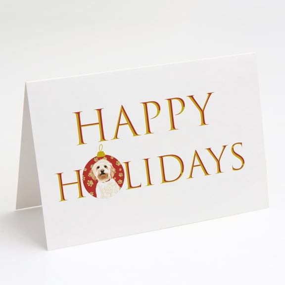 Doodle Red #2 Happy Holidays Greeting Cards and Envelopes Pack of 8 7 in x 5 in
