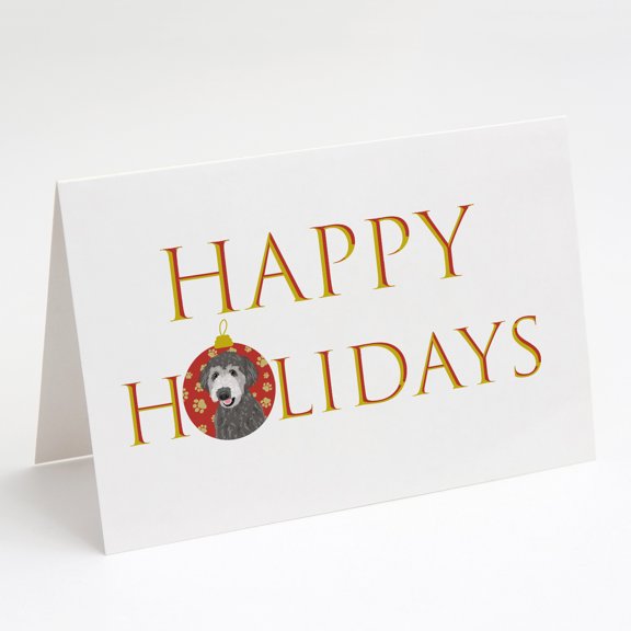 Doodle Silver #2 Happy Holidays Greeting Cards and Envelopes Pack of 8 7 in x 5 in