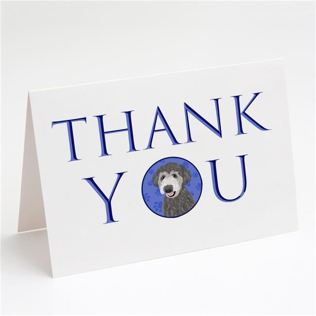 Doodle Silver #2 Thank You Greeting Cards and Envelopes Pack of 8 7 in x 5 in