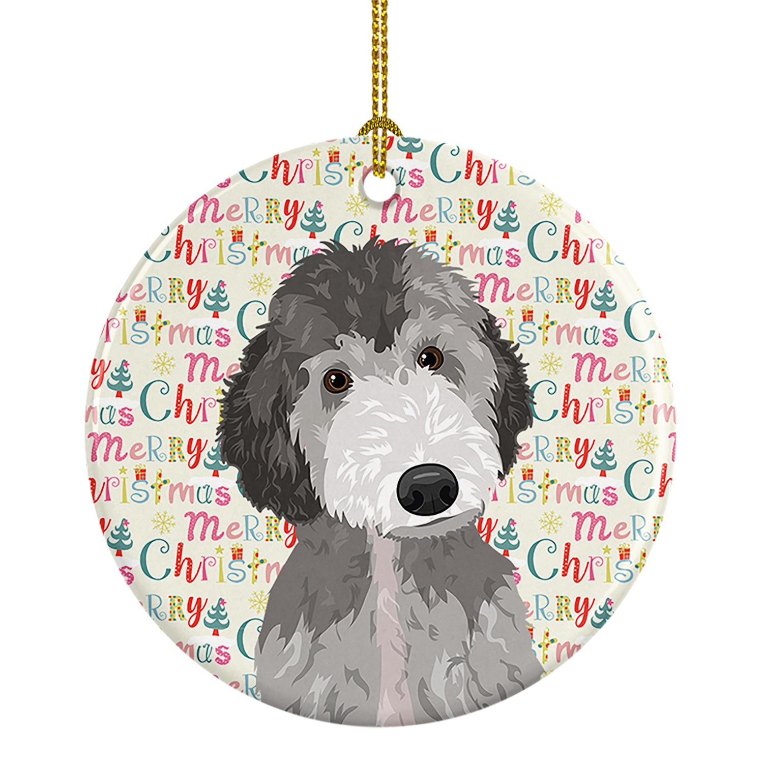 Doodle Silver #1 Christmas Ceramic Ornament 2.8 in x 2.8 in