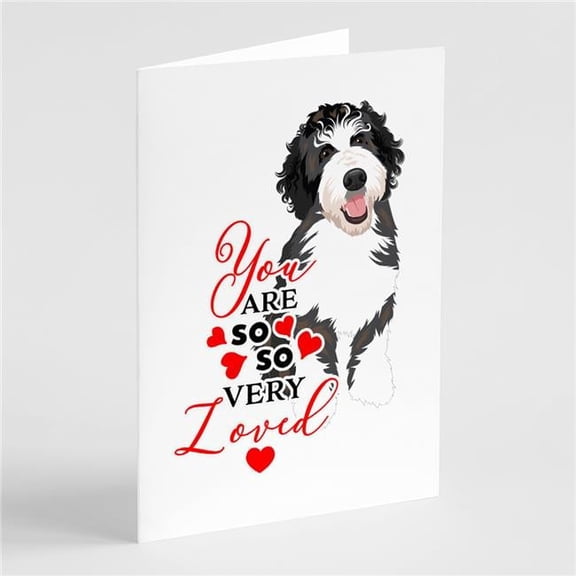 Doodle Silver and White #1 so Loved Greeting Cards and Envelopes Pack of 8 7 in x 5 in