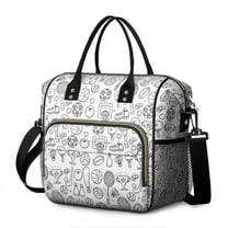 Doodle Sports Icons Pattern Womens Lunch Box for Work,Insulated Large Lunch Bag for Tween and Teen,Loncheras Para Mujer,Leakproof Adult Lunch Bag for Work,Beach,Travel,Picnic,Camping