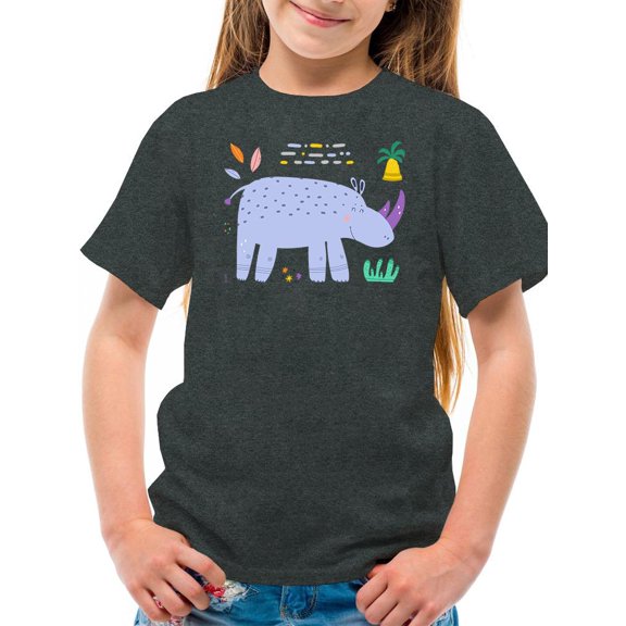 Doodle Style Rhino T-Shirt Juniors -Image by Shutterstock,  Medium