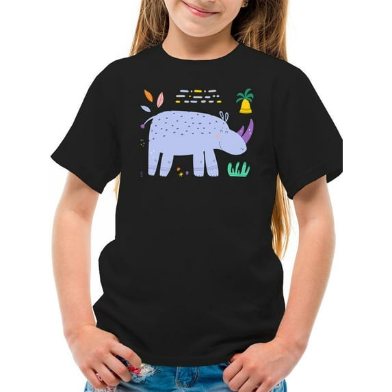 Doodle Style Rhino T-Shirt Juniors -Image by Shutterstock, Small