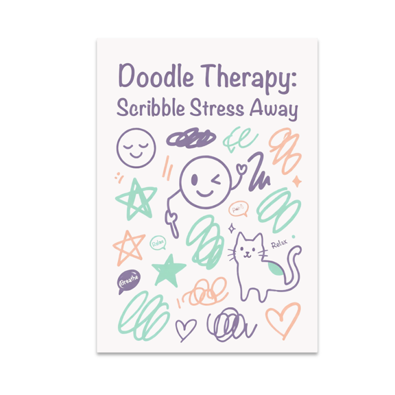 Doodle Therapy: Scribble Stress Away - Creative Relaxation Decor - 13x19 Poster Print