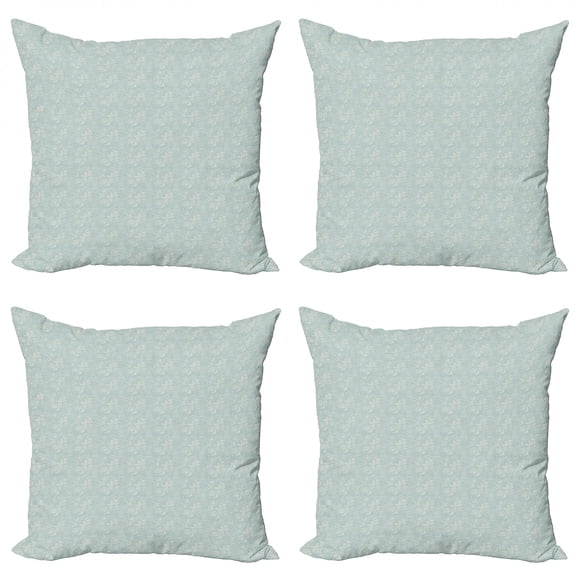 Ambesonne Hipster Throw Pillow Cover 4 Pack, Cheerful Nature, 24", Pale Blue and Beige