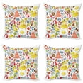 thumbnail image 1 of Doodle Throw Pillow Cushion Case Pack of 4, Repetitive Beach and Travel Themed Pattern of Summer Vacation Items Illustration, Modern Accent Double-Sided Print, 4 Sizes, Multicolor, by Ambesonne, 1 of 2