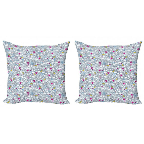 Ambesonne Love Throw Pillow Cover 2 Pack, Message Posting Theme, 20", Multicolor