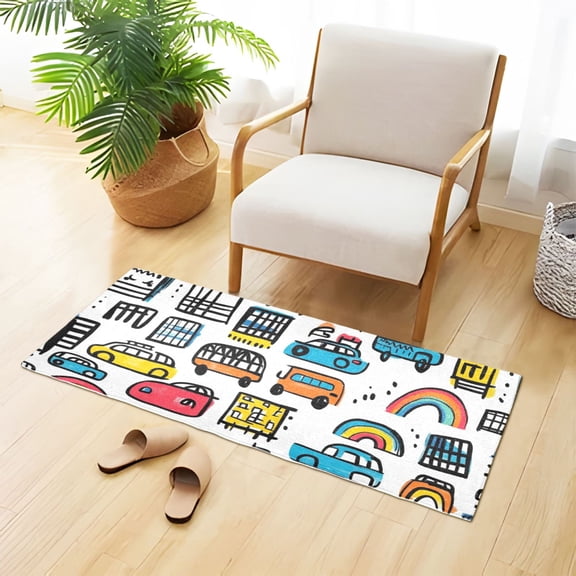 Doodle Traffic Bathroom Rug 39x20 Non Slip Quick Dry Washable Bathroom Mats for Bedroom Living Room Kitchen