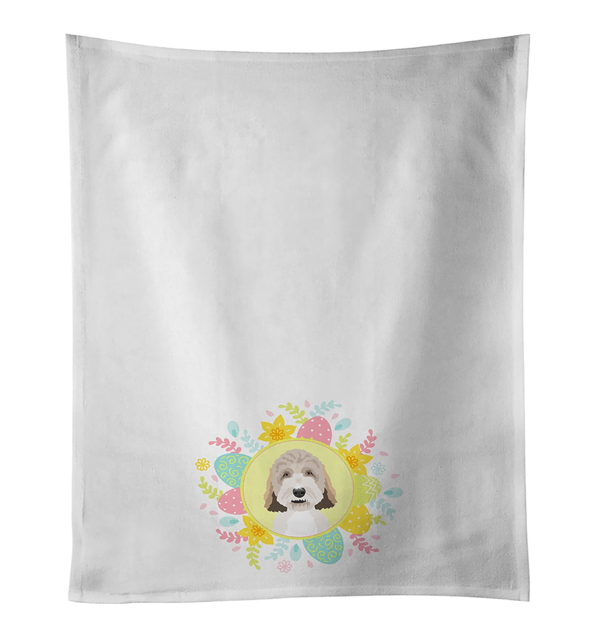 Doodle Tricolor #1 Easter White Kitchen Towel Set of 2 19 in x 28 in