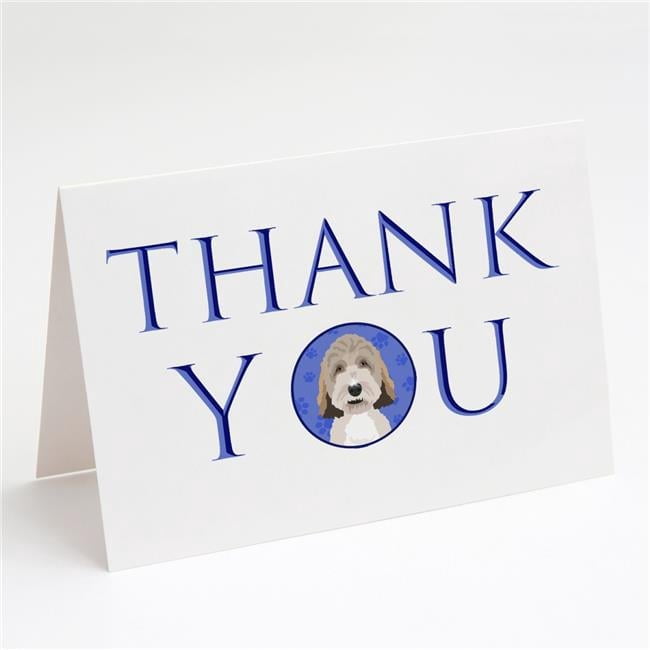 Doodle Tricolor #1 Thank You Greeting Cards and Envelopes Pack of 8 7 in x 5 in