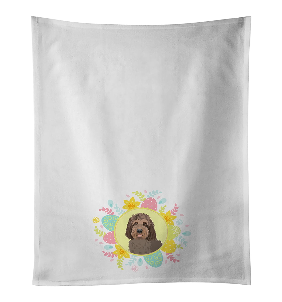 Doodle Tricolor #3 Easter White Kitchen Towel Set of 2 19 in x 28 in