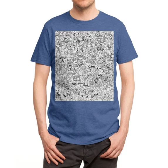 Doodle creatures black and white line art ink illustration random ...