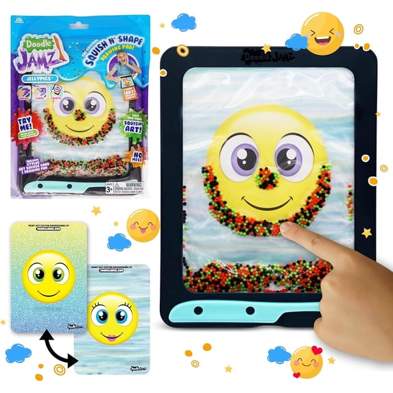 DoodleJamz JellyPics - Sensory Drawing Pads | Non-Toxic Squishy Beads and Gel | Green, Red, Black