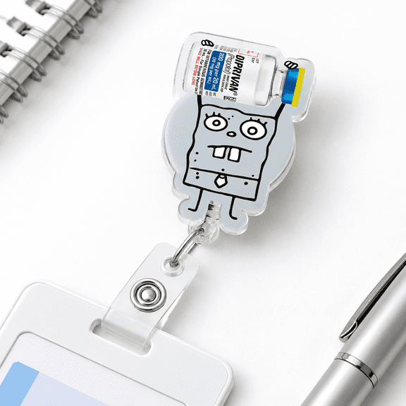 Doodlebob Propofol Retractable Badge Reel with Glitter Clip for and Staff