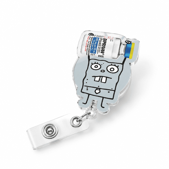 Doodlebob Propofol Retractable Badge Reel with Glitter Clip for and Staff