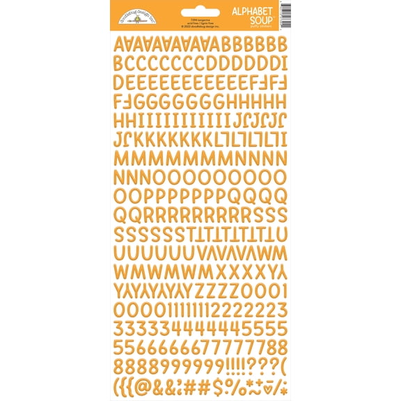 Doodlebug Alphabet Soup Puffy Stickers 6"X13"-Tangerine