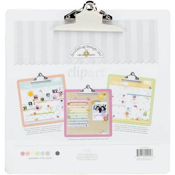 Doodlebug Clipart Monochromatic Clipboard 13.5"X13.5"-Lily White