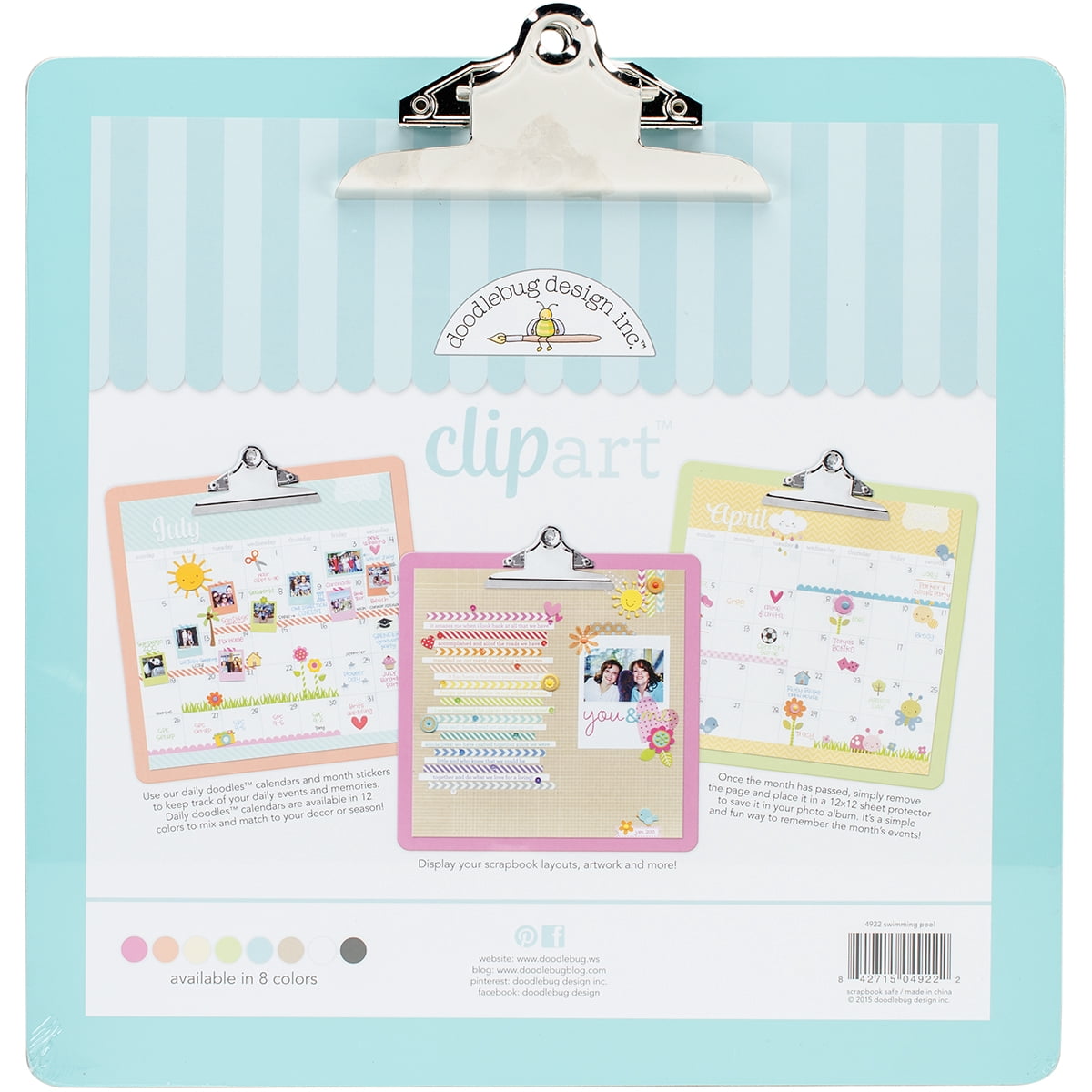 Doodlebug Clipart Monochromatic Clipboard 13.5"X13.5"-Swimming Pool