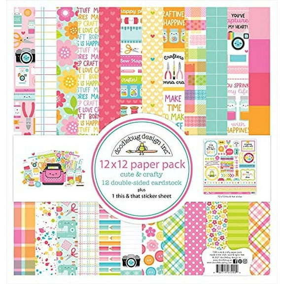 Doodlebug Cute & Crafty Paper 12X12 Pack