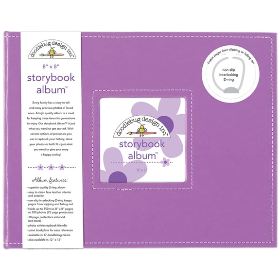 Doodlebug Storybook D-Ring Album 8"X8"-Lilac