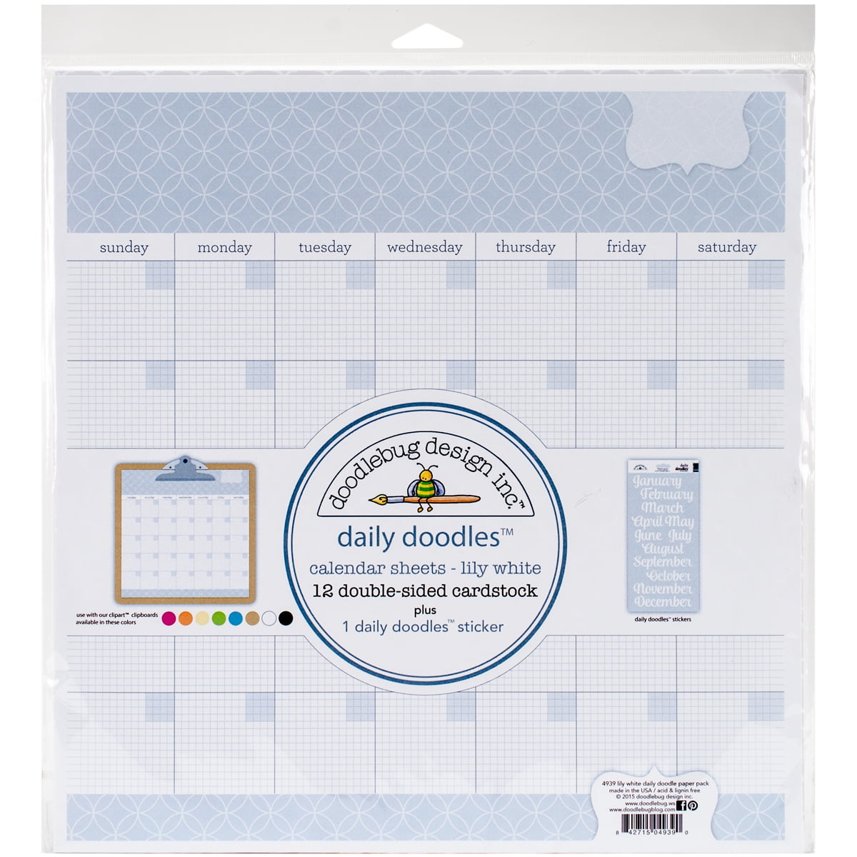 Doodlebug Daily Doodles Calendar Paper Pack 12"X12"-Lily White, Pk 1,  Doodlebug - Walmart.com