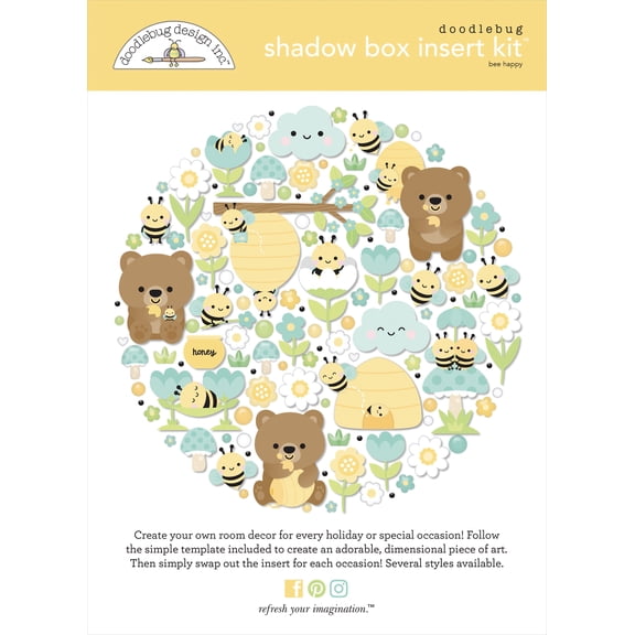 Doodlebug Design Shadow Box Insert Kit-Bee Happy