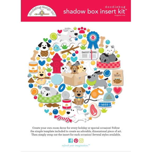 Doodlebug Design Shadow Box Insert Kit-Doggone Cute