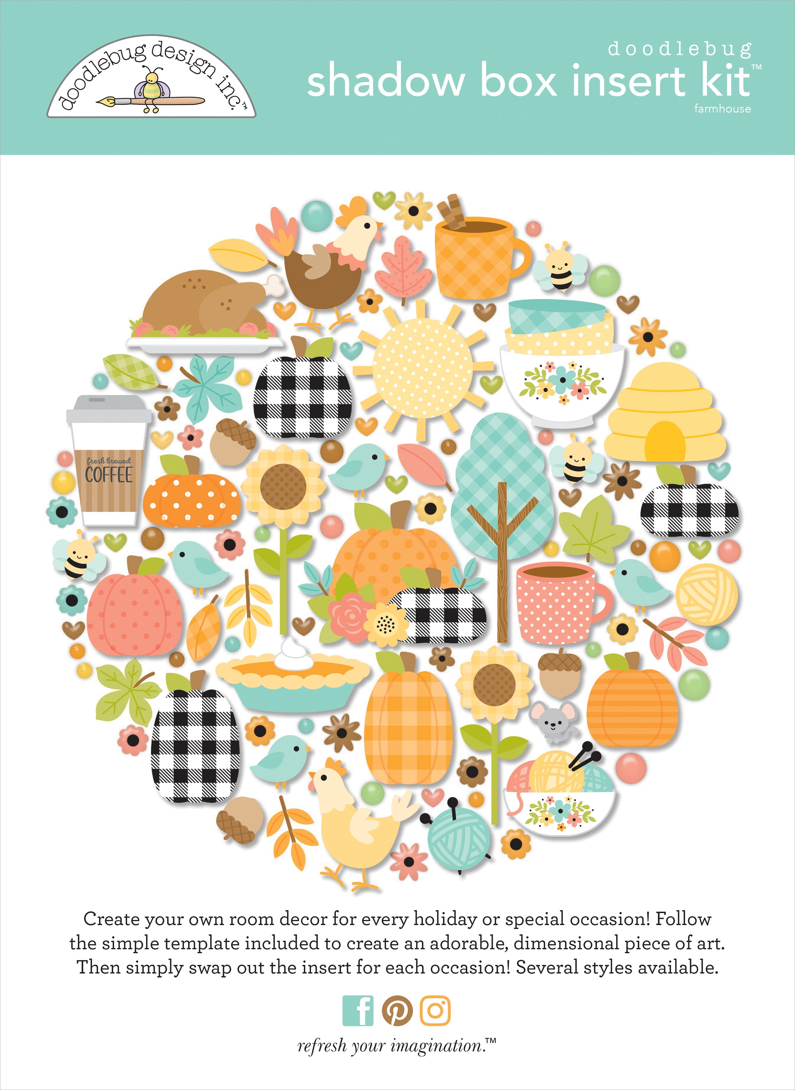 Doodlebug Design Shadow Box Insert Kit-Farmhouse - Walmart.com